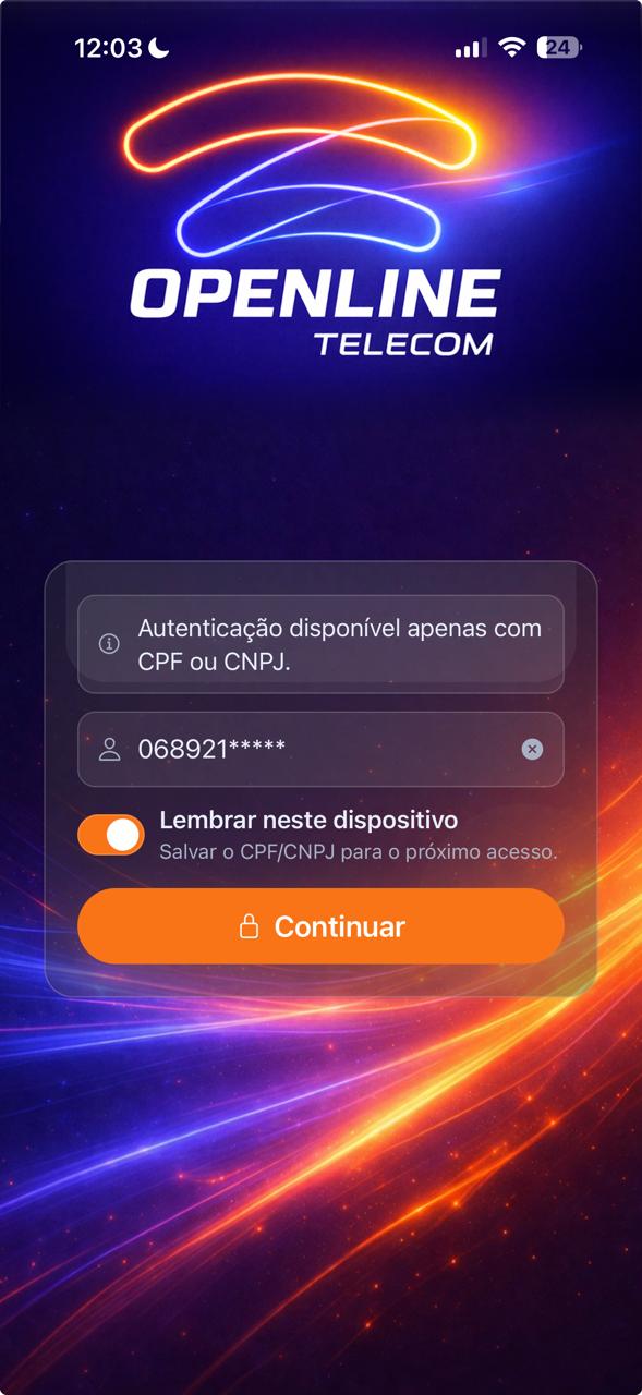 Tela original do app Openline